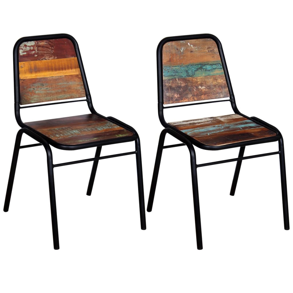 vidaXL spisebordsstole 2 stk. massivt genbrugstræ
