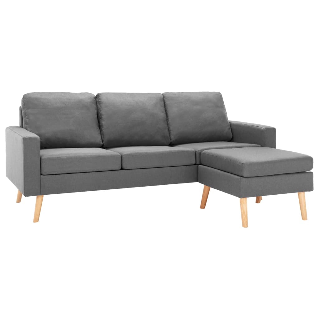 vidaXL 3-personers sofa med fodskammel stof lysegrå