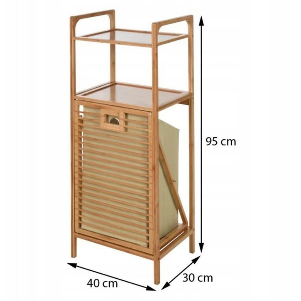 Bathroom Solutions reol med 2 hylder og vasketøjskurv 95 cm bambus