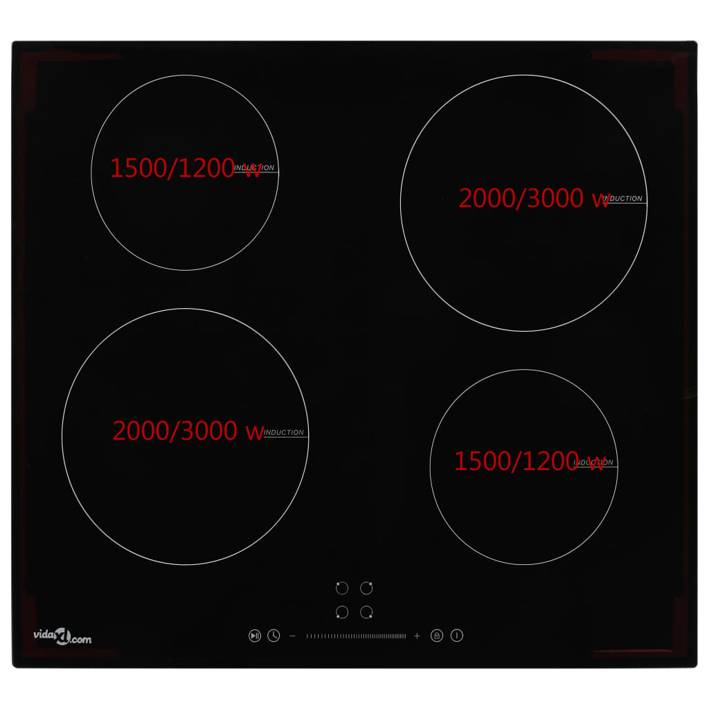 vidaXL induktionskogeplade med 4 brændere Touch Control glas 7000 W