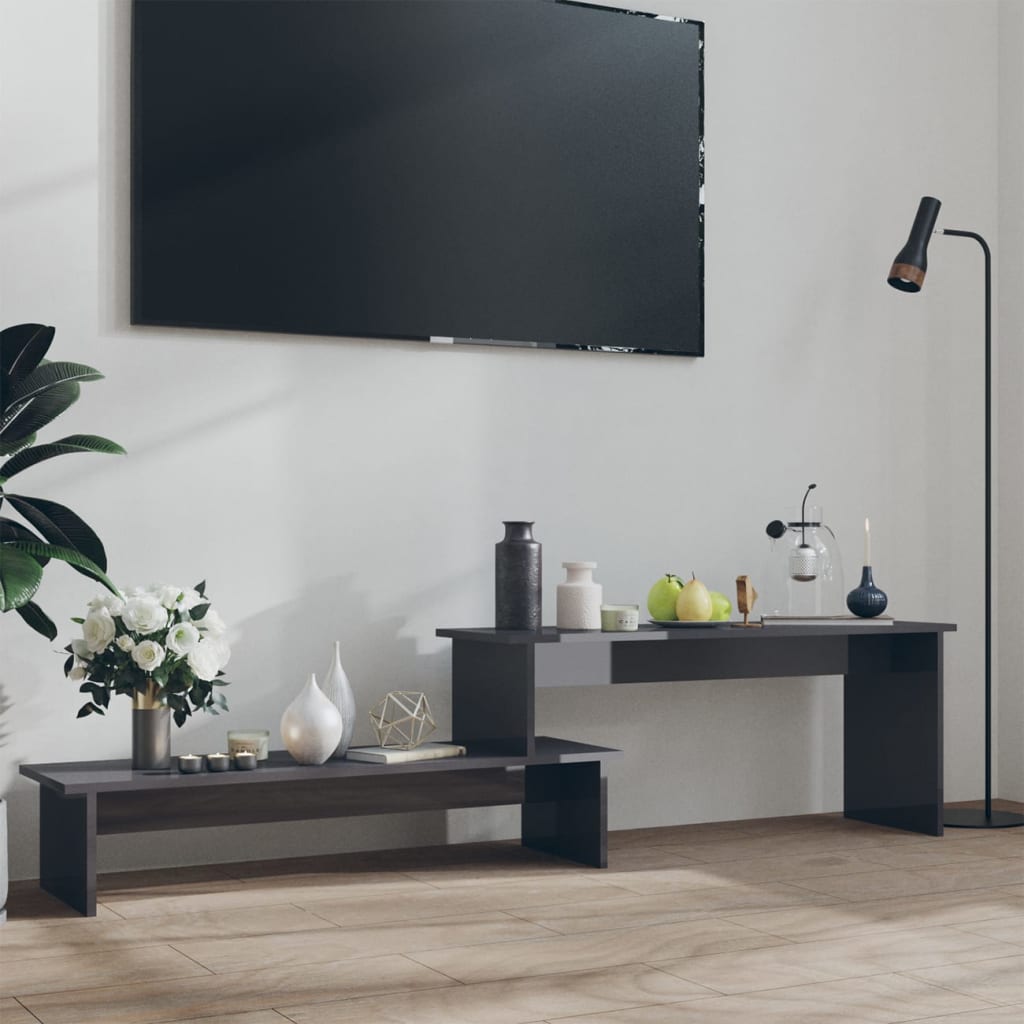vidaXL tv-bord 180x30x43 cm konstrueret træ grå højglans