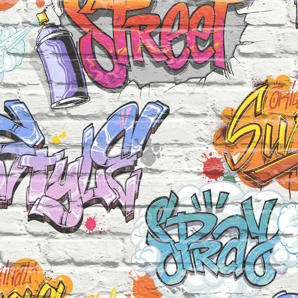DUTCH WALLCOVERINGS tapet graffiti flerfarvet L179-05