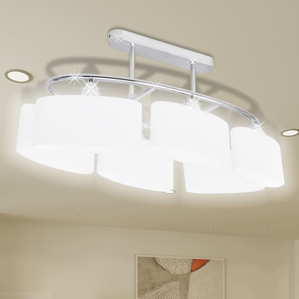 vidaXL loftslampe ellipseformede glasskærme 6 E14-pærer