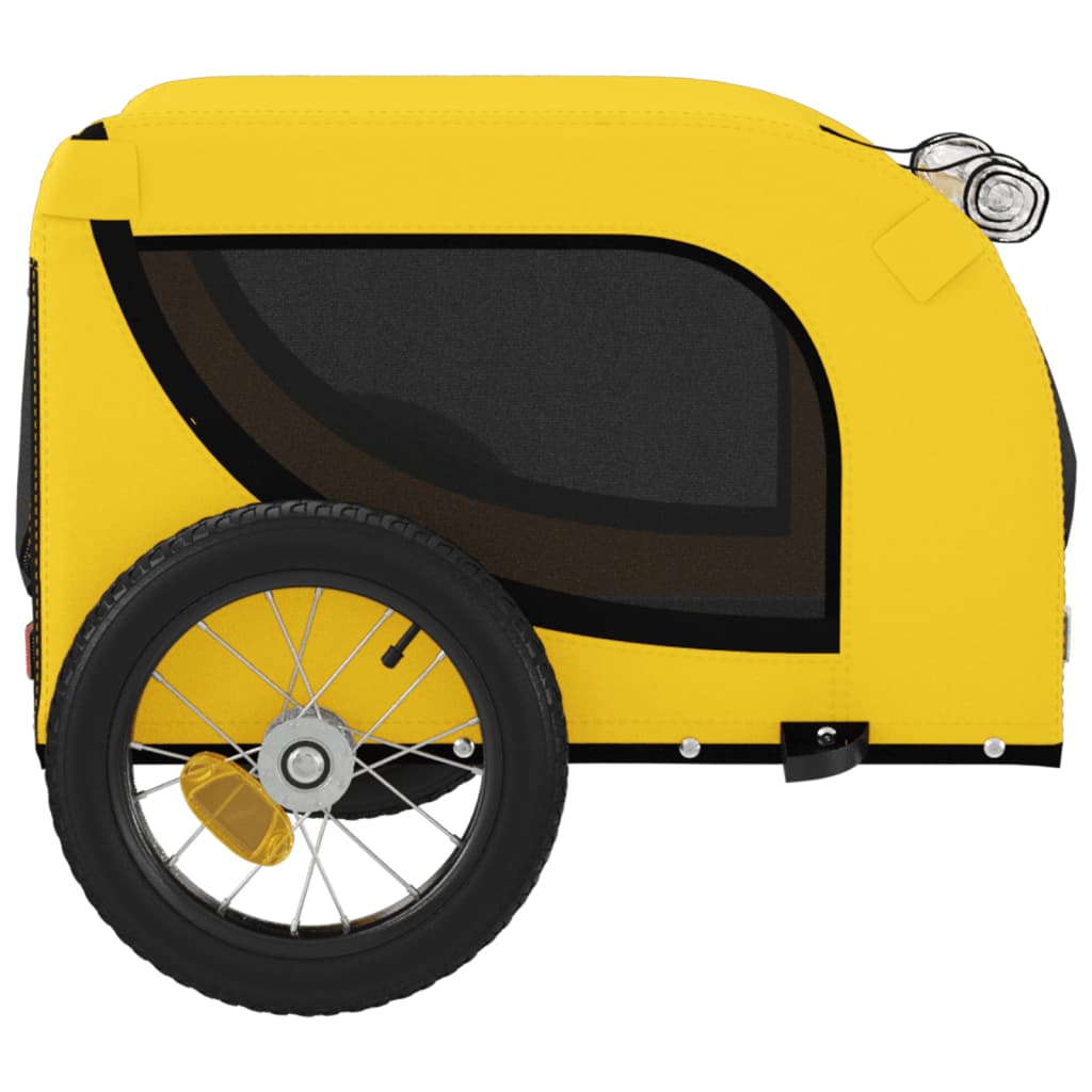 vidaXL hundetrailer til cykel oxfordstof og jern gul og sort