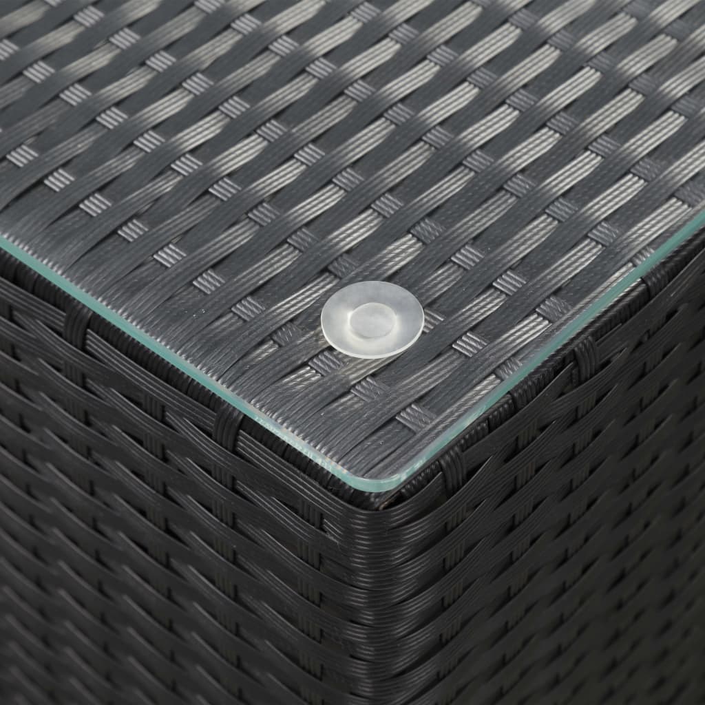 vidaXL sidebord med glastop 35x35x52 cm polyrattan sort