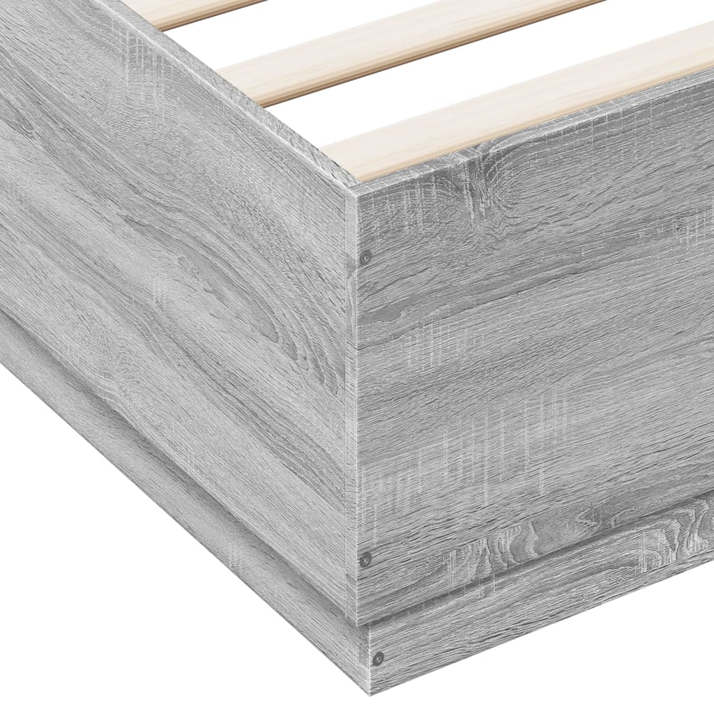 vidaXL sengestel 150x200 cm konstrueret træ grå sonoma-eg