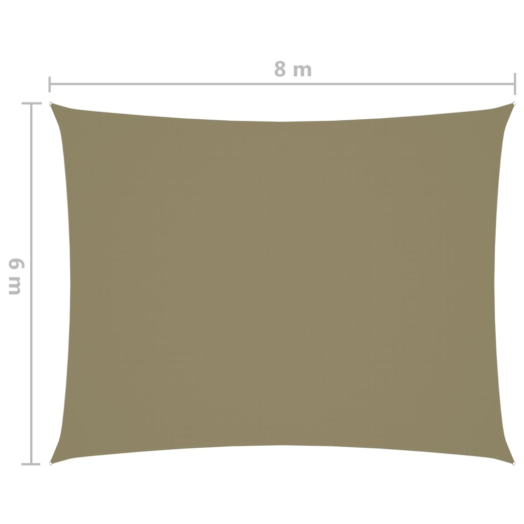 vidaXL solsejl 6x8 m rektangulær oxfordstof beige