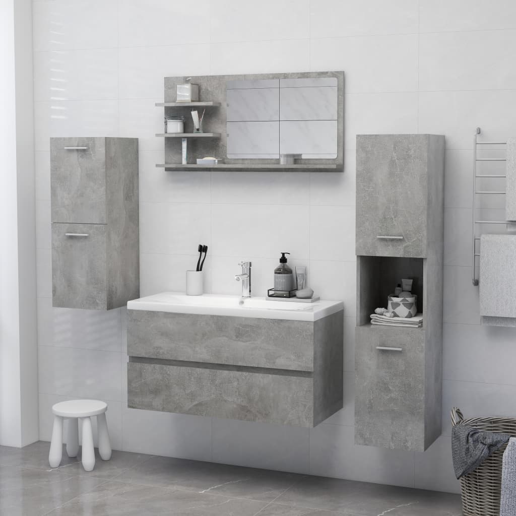 vidaXL badeværelsesspejl 90x10,5x45 cm spånplade betongrå