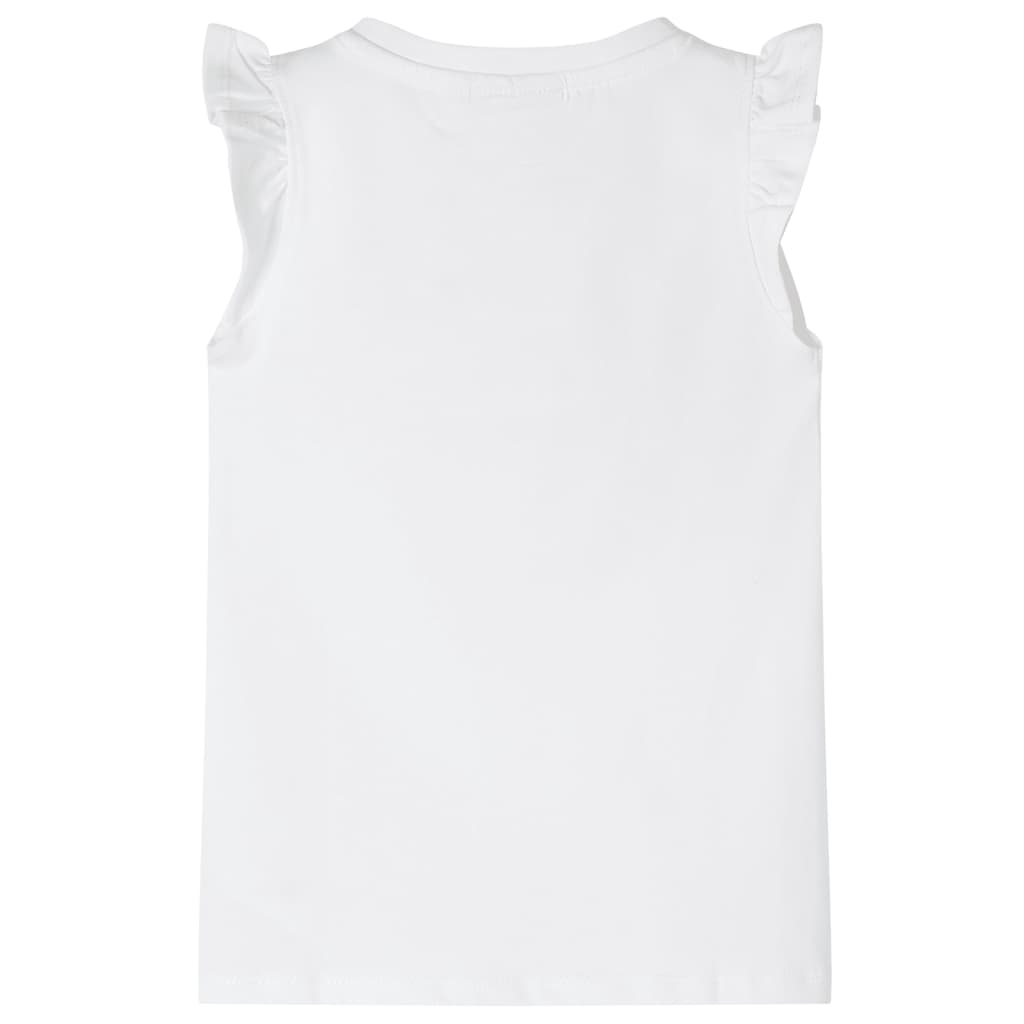 T-shirt til børn str. 92 med flæser hvid