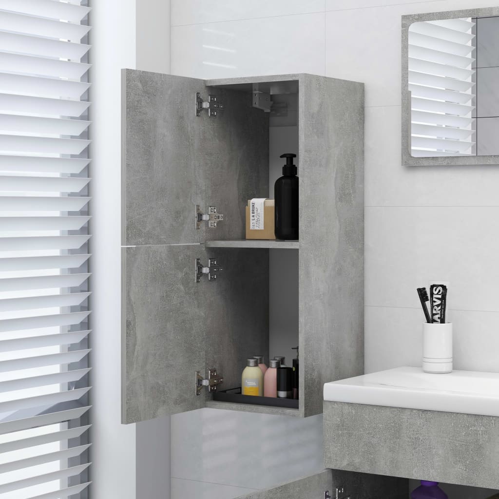 vidaXL badeværelsesskab 30x30x80 cm konstrueret træ betongrå