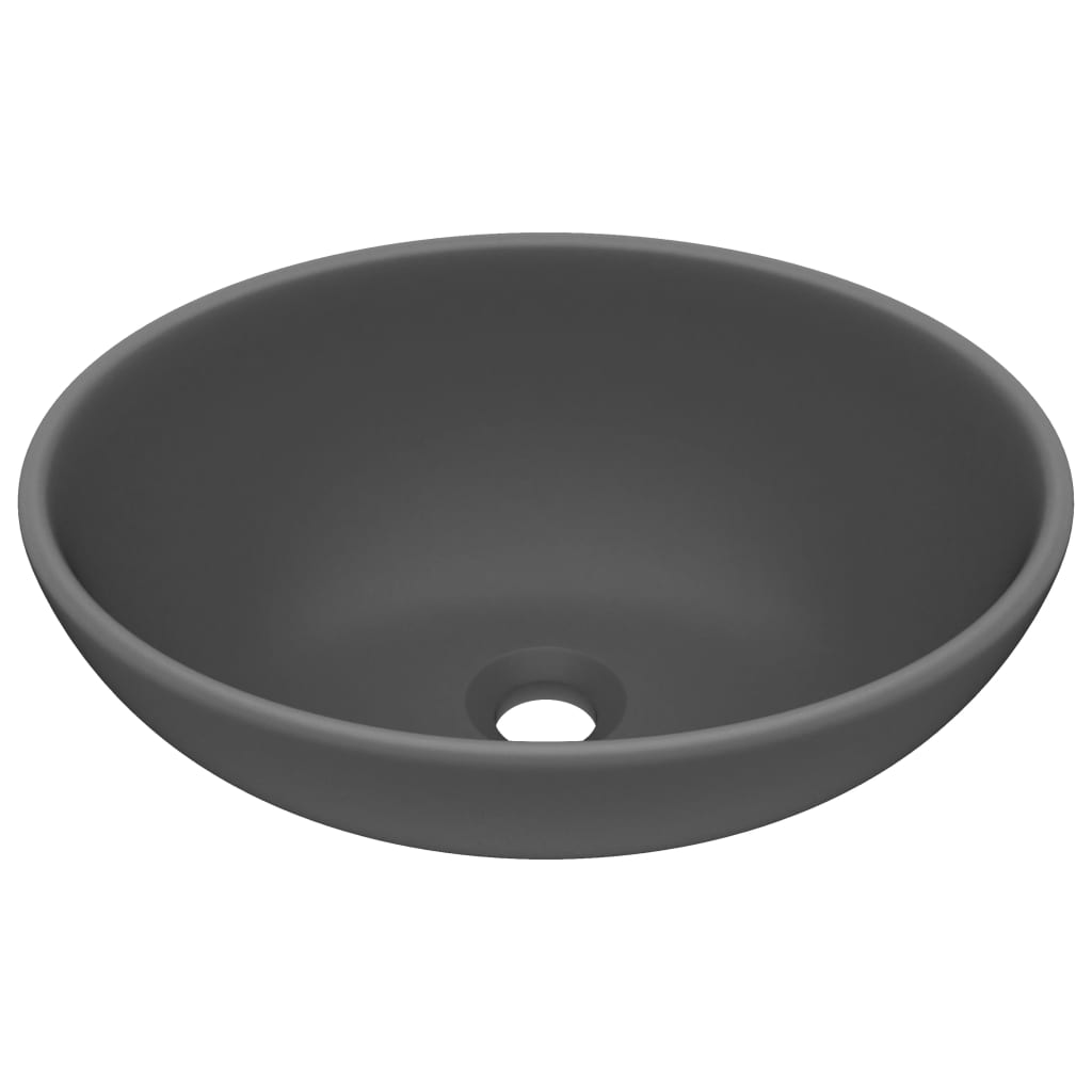 vidaXL luksuriøs håndvask 40x33 cm keramisk oval mat mørkegrå