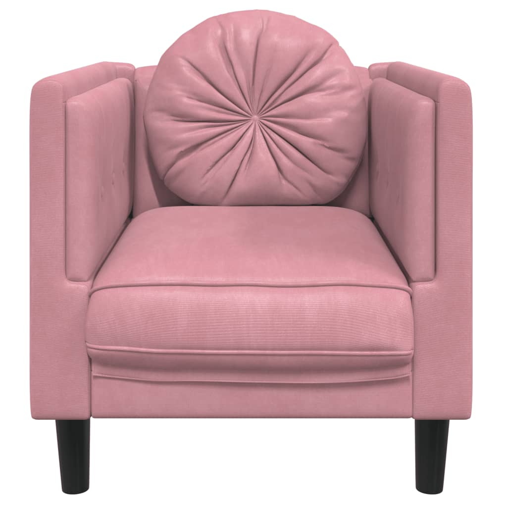 vidaXL lænestol med hynder velour lyserød