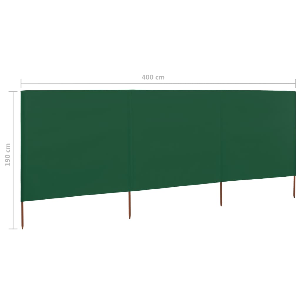 vidaXL 3-panels læsejl 400x160 cm stof grøn