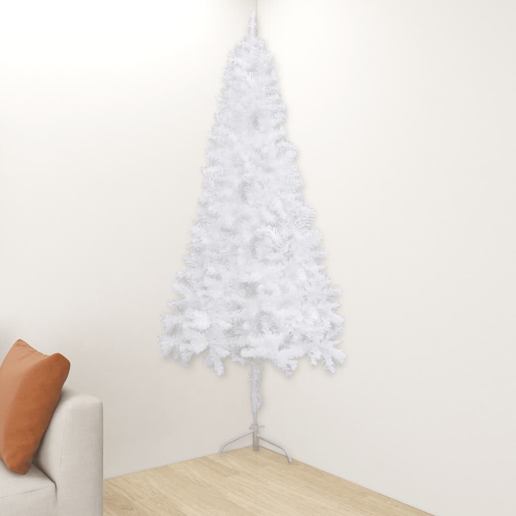 vidaXL kunstigt juletræ til hjørne 210 cm PVC hvid