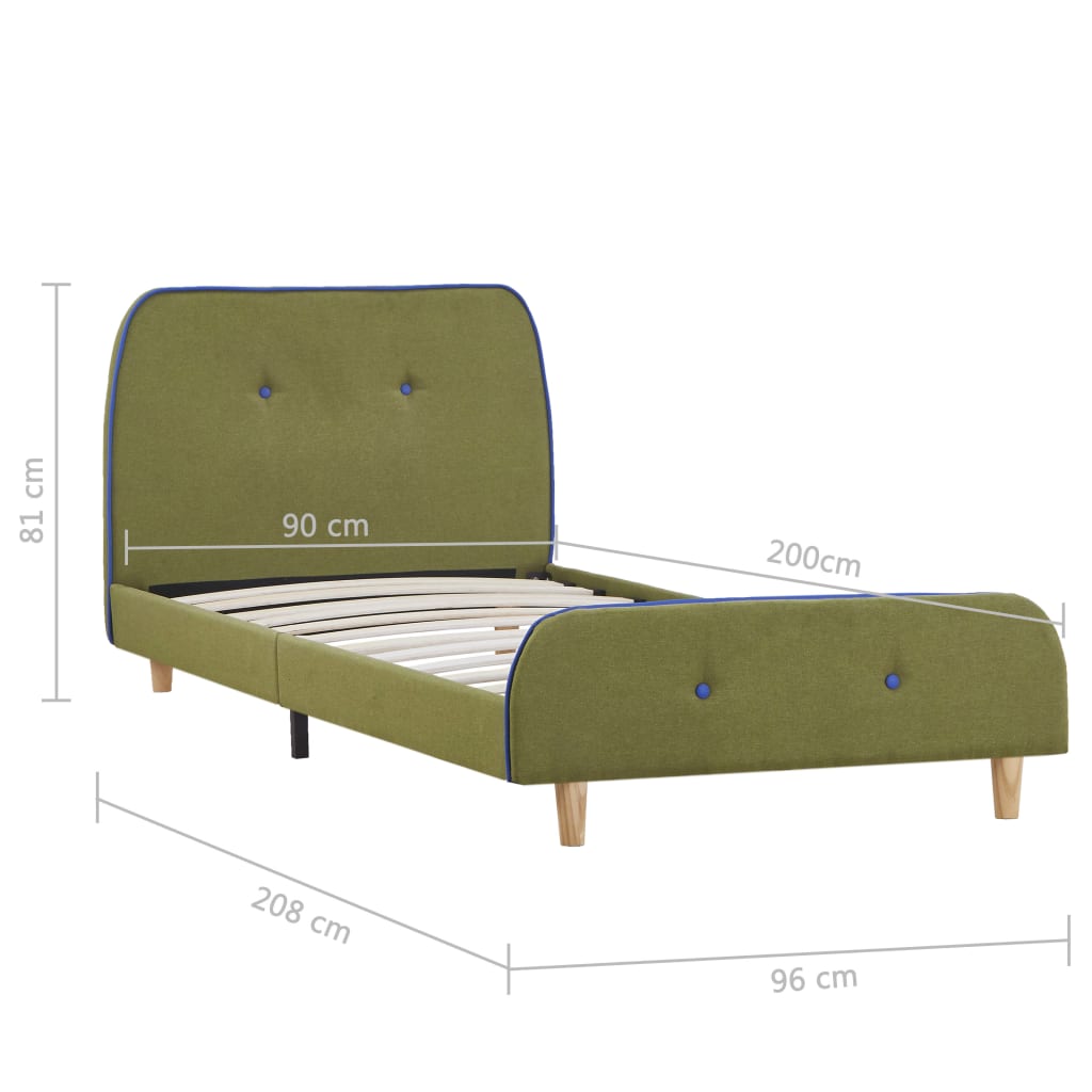 vidaXL sengestel 90 x 200 cm stof grøn