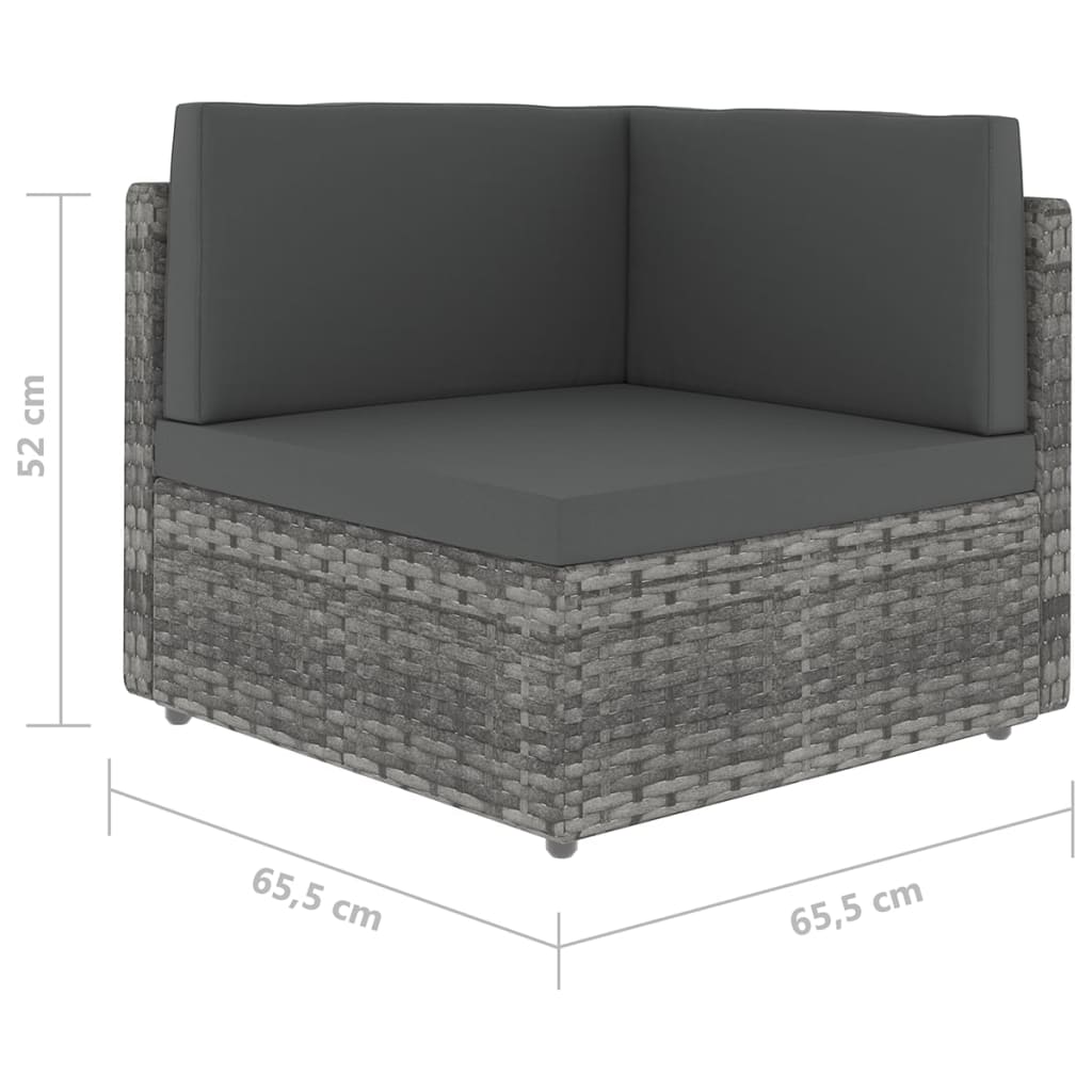 vidaXL loungesæt til haven 6 dele med hynder polyrattan grå