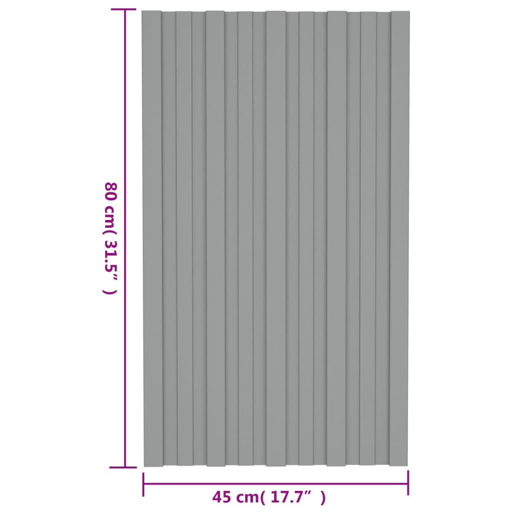 vidaXL tagplader 36 stk. 80x45 cm galvaniseret stål grå