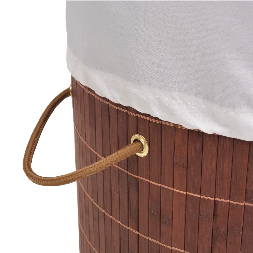 vidaXL vasketøjskurv bambus rund brun