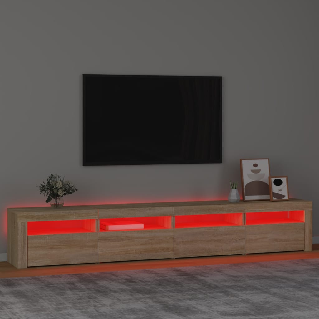vidaXL tv-skab med LED-lys 240x35x40 cm sonoma-eg