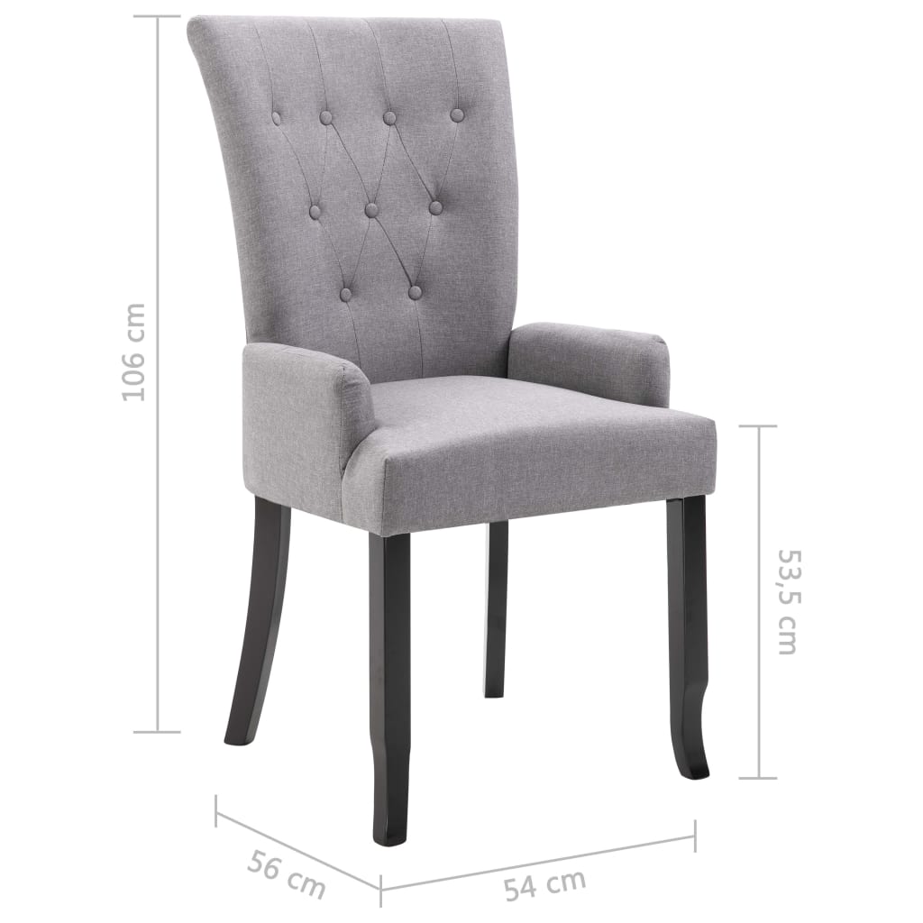 vidaXL spisebordsstole med armlæn 2 stk. stof lysegrå
