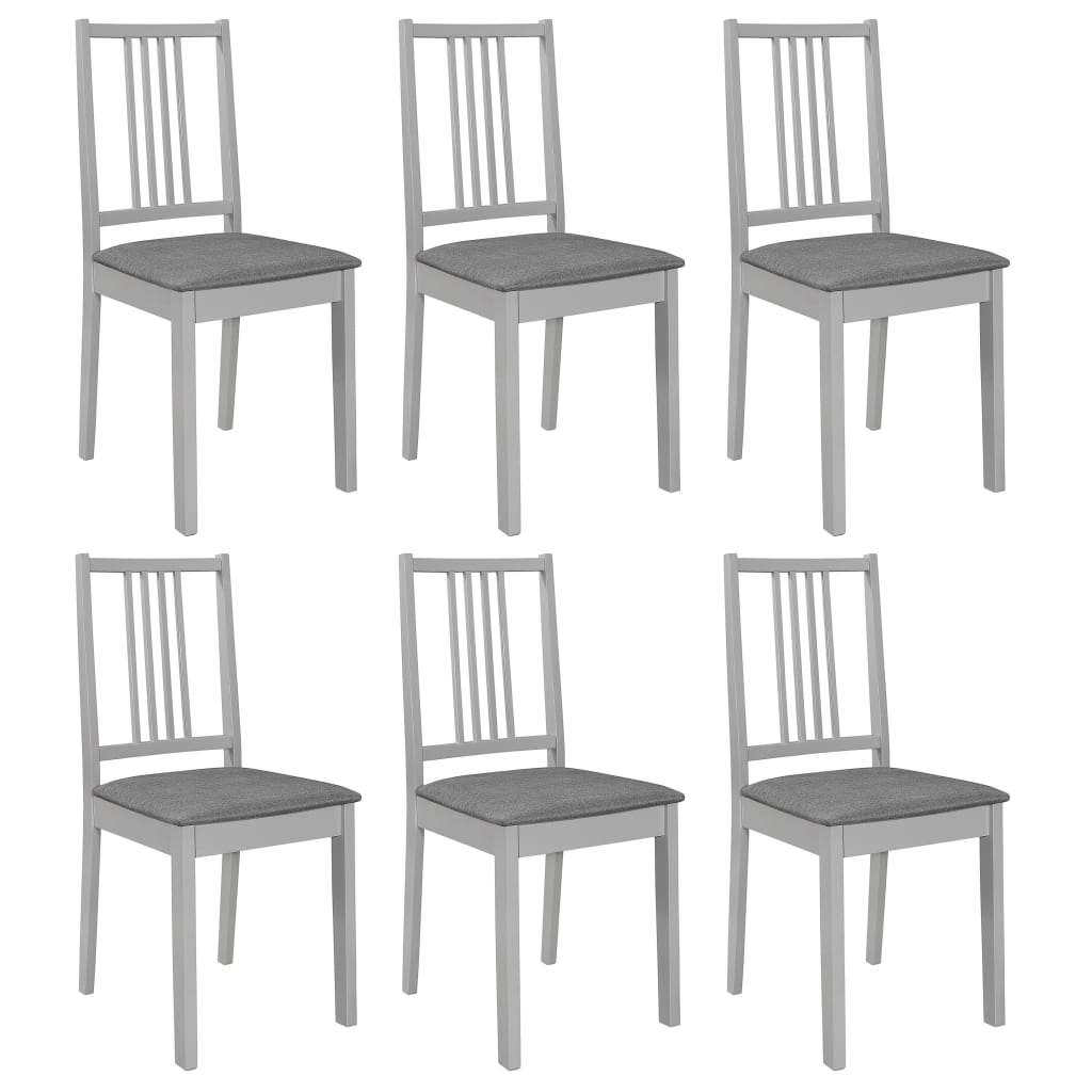 vidaXL spisebordsstole med hynder 6 stk. massivt træ grå