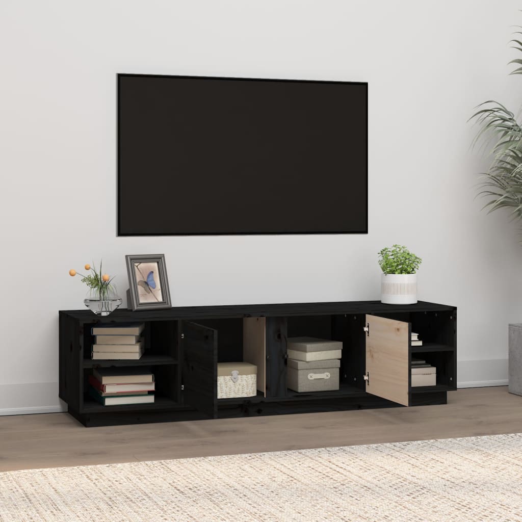 vidaXL tv-bord 156x40x40 cm massivt fyrretræ sort