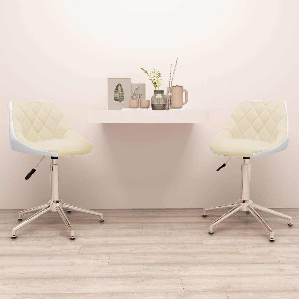 vidaXL drejelige spisebordsstole 2 stk. kunstlæder cremefarvet og hvid