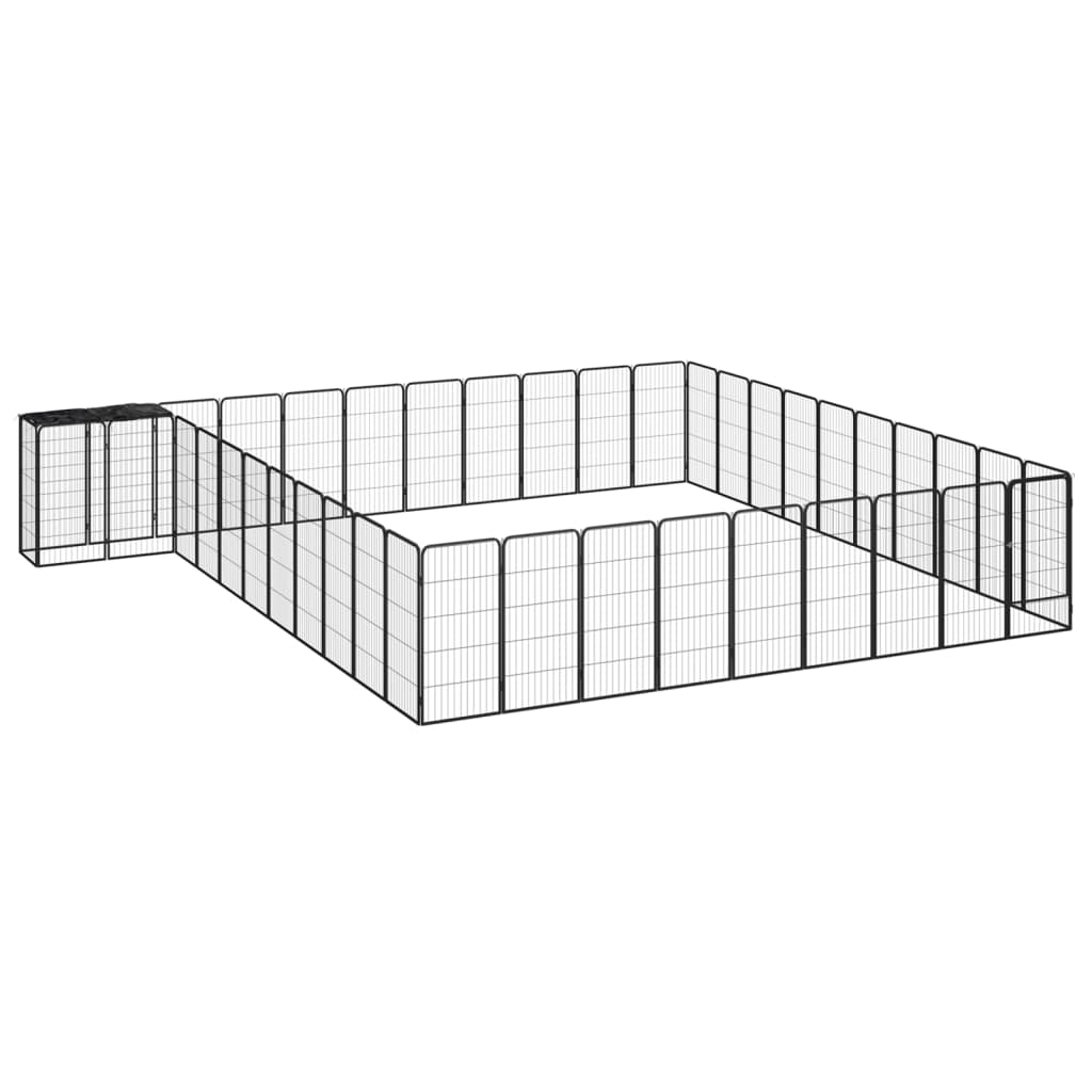 vidaXL 42-panels hundegård 50x100 cm pulverlakeret stål sort