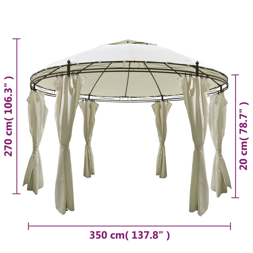 vidaXL rund pavillon med gardiner 3,5x2,7 m