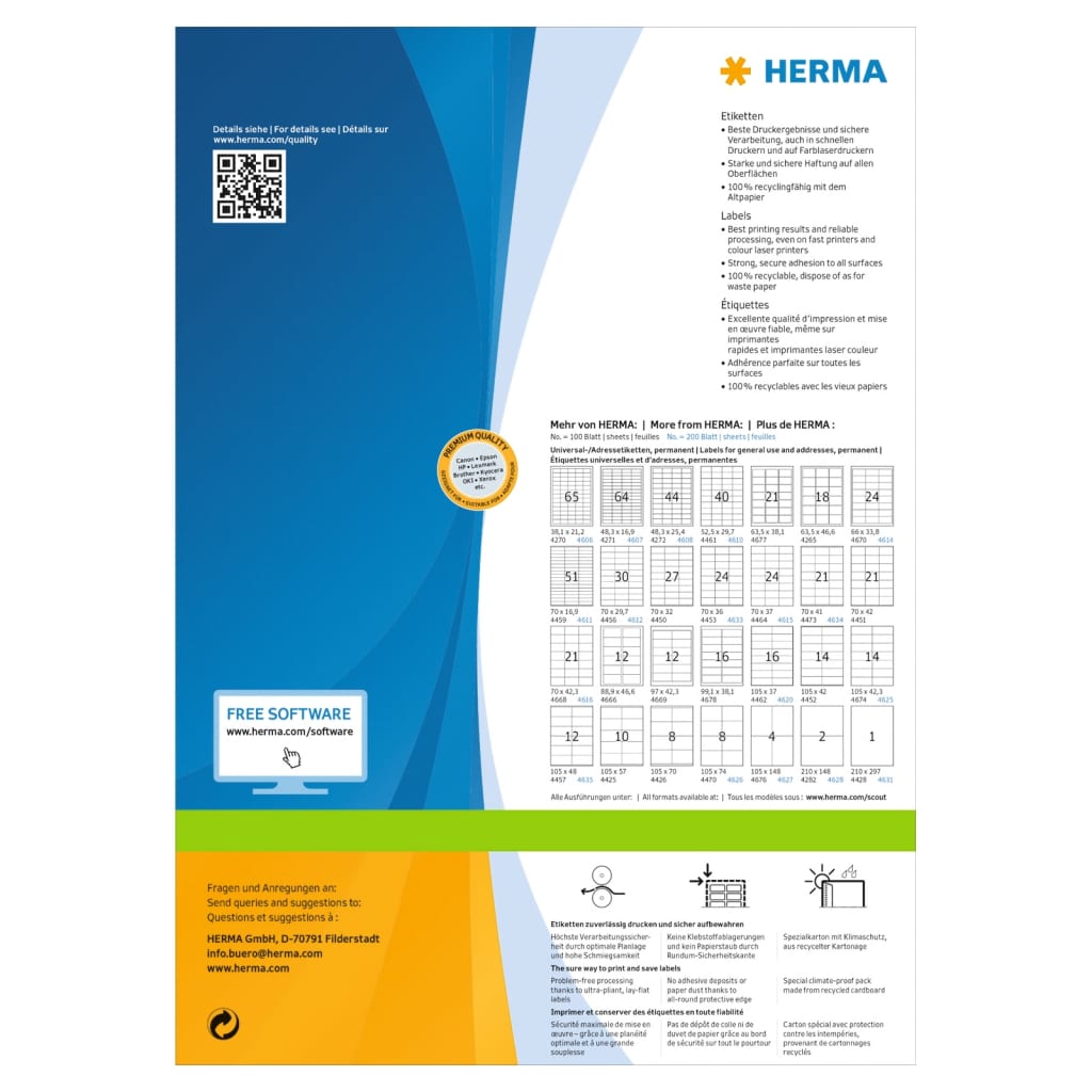HERMA permanente etiketter PREMIUM A5 148,5x205 mm 400 ark