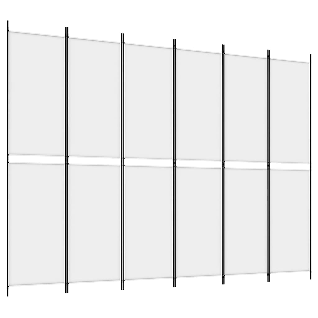 vidaXL 6-panels rumdeler 300x220 cm stof hvid