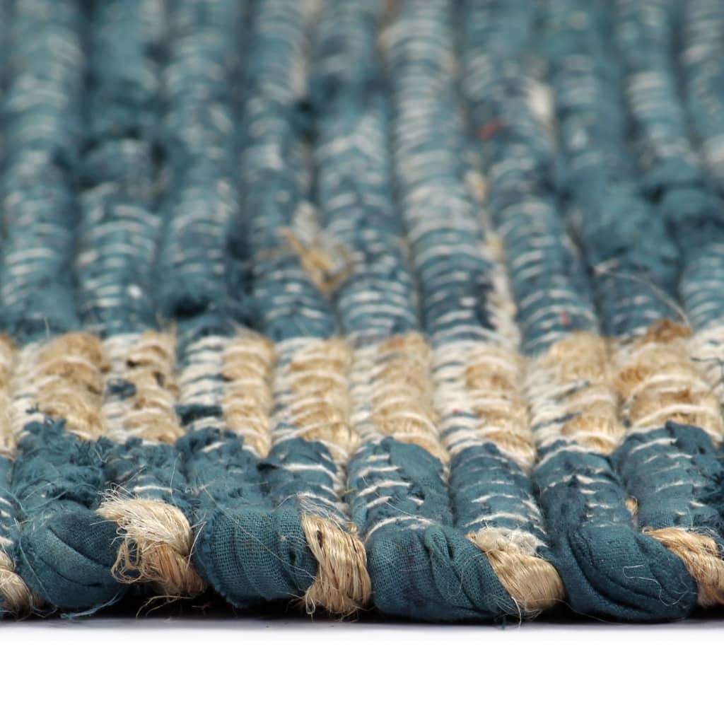 vidaXL håndlavet tæppe jute 80 x 160 cm blå