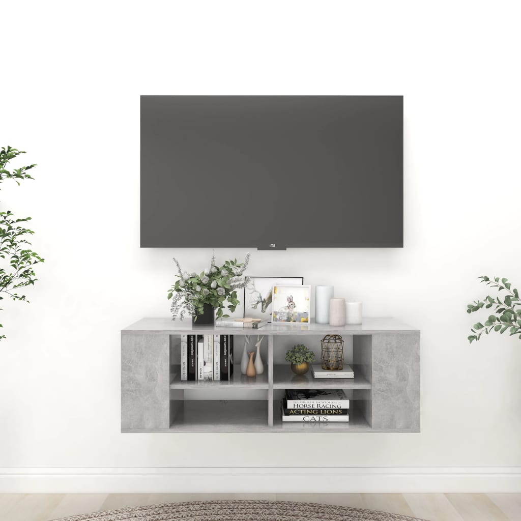 vidaXL væghængt tv-bord 102x35x35 cm konstrueret træ betongrå