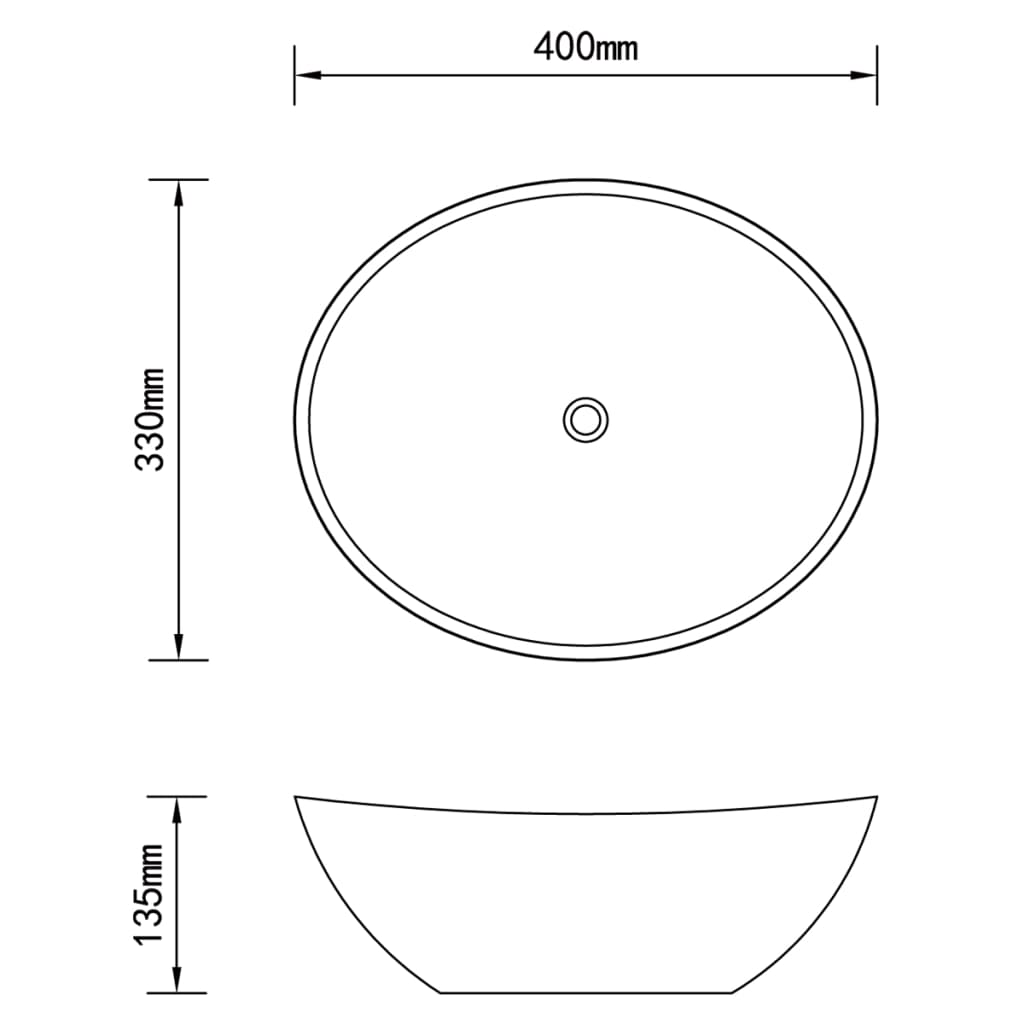 vidaXL luksuriøs håndvask 40x33 cm keramisk oval mat cremefarvet