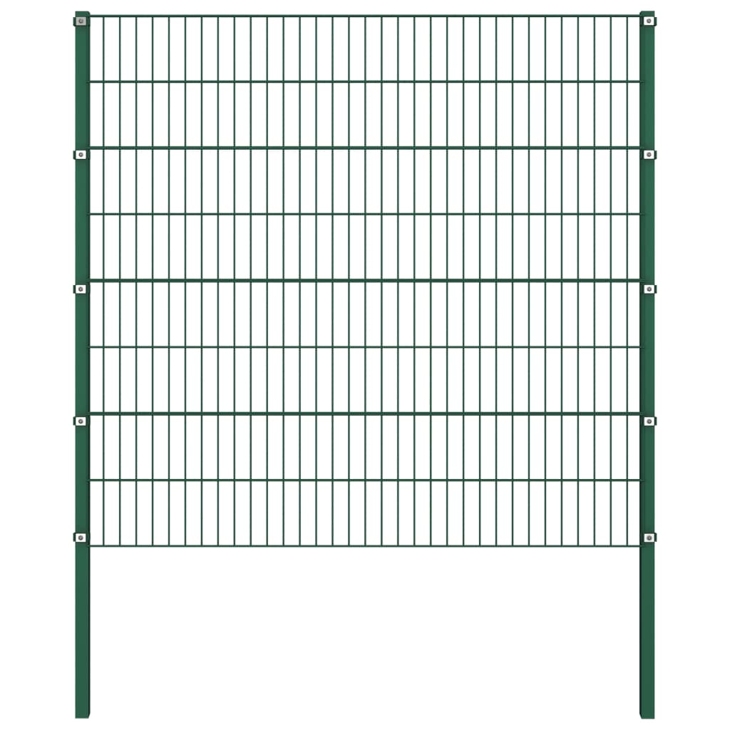 vidaXL hegnspaneler med stolper 5,1 x 1,6 m jern grøn