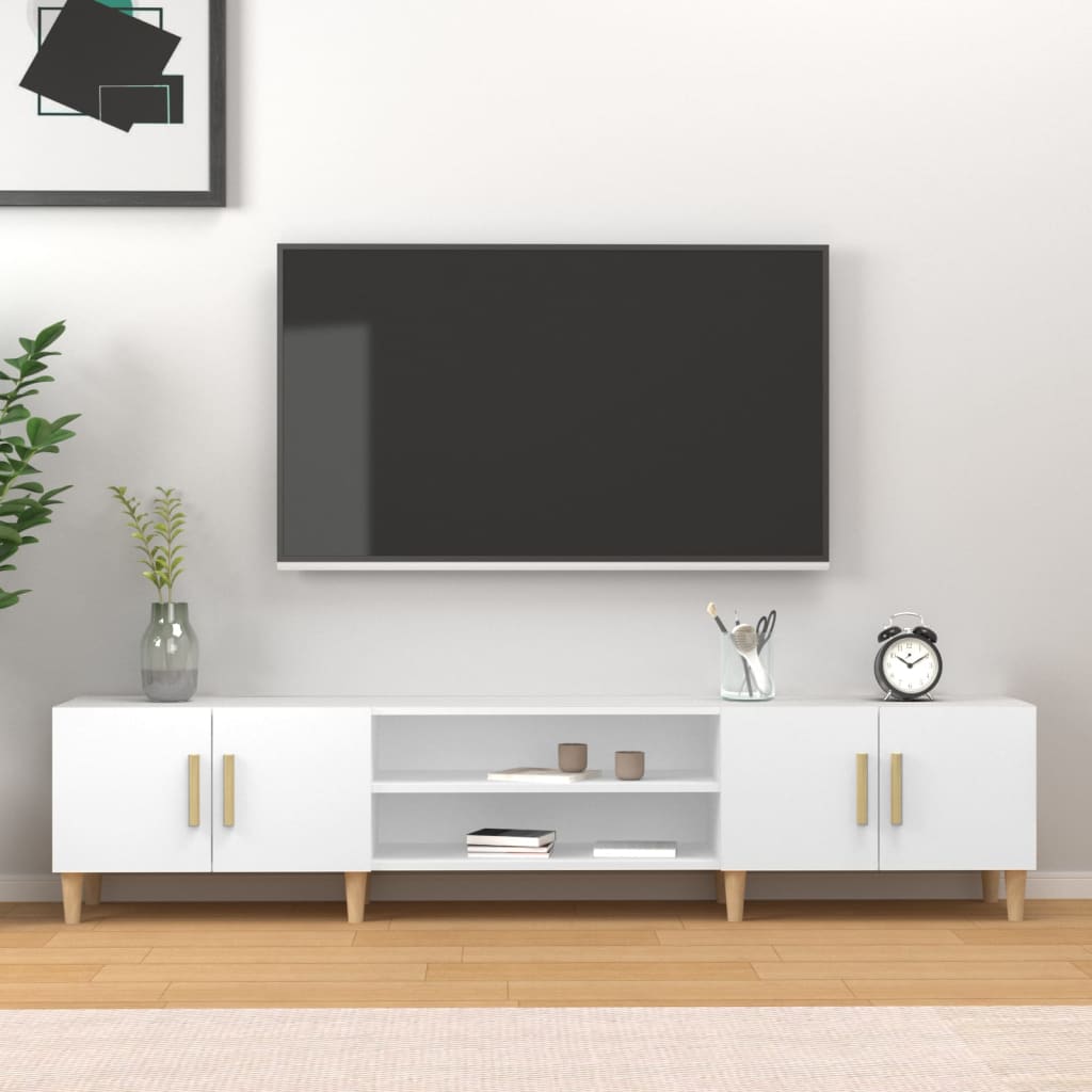 vidaXL tv-bord 180x31,5x40 cm konstrueret træ hvid