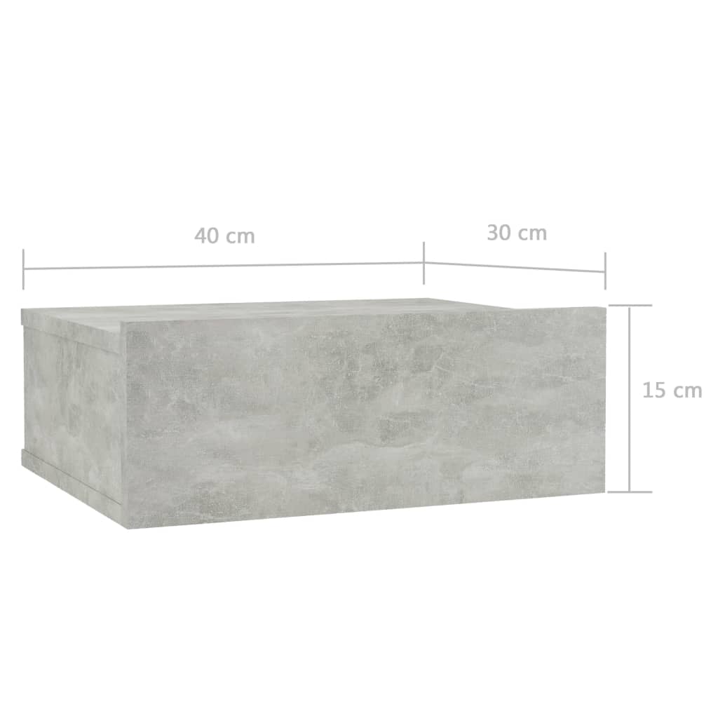 vidaXL svævende natborde 2 stk. 40 x 30 x 15 cm spånplade betongrå