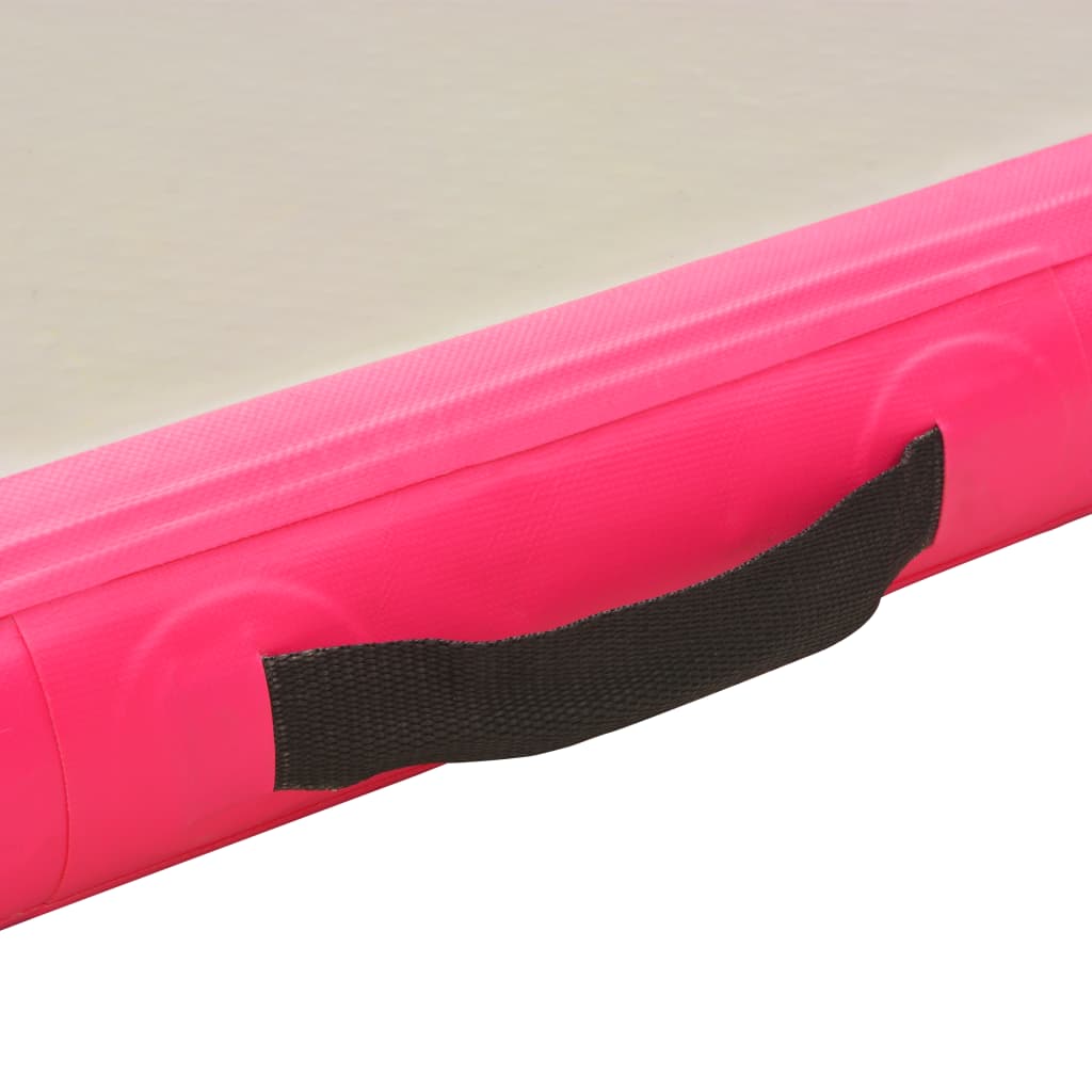vidaXL oppustelig gymnastikmåtte med pumpe 800 x 100 x 10 cm PVC Pink