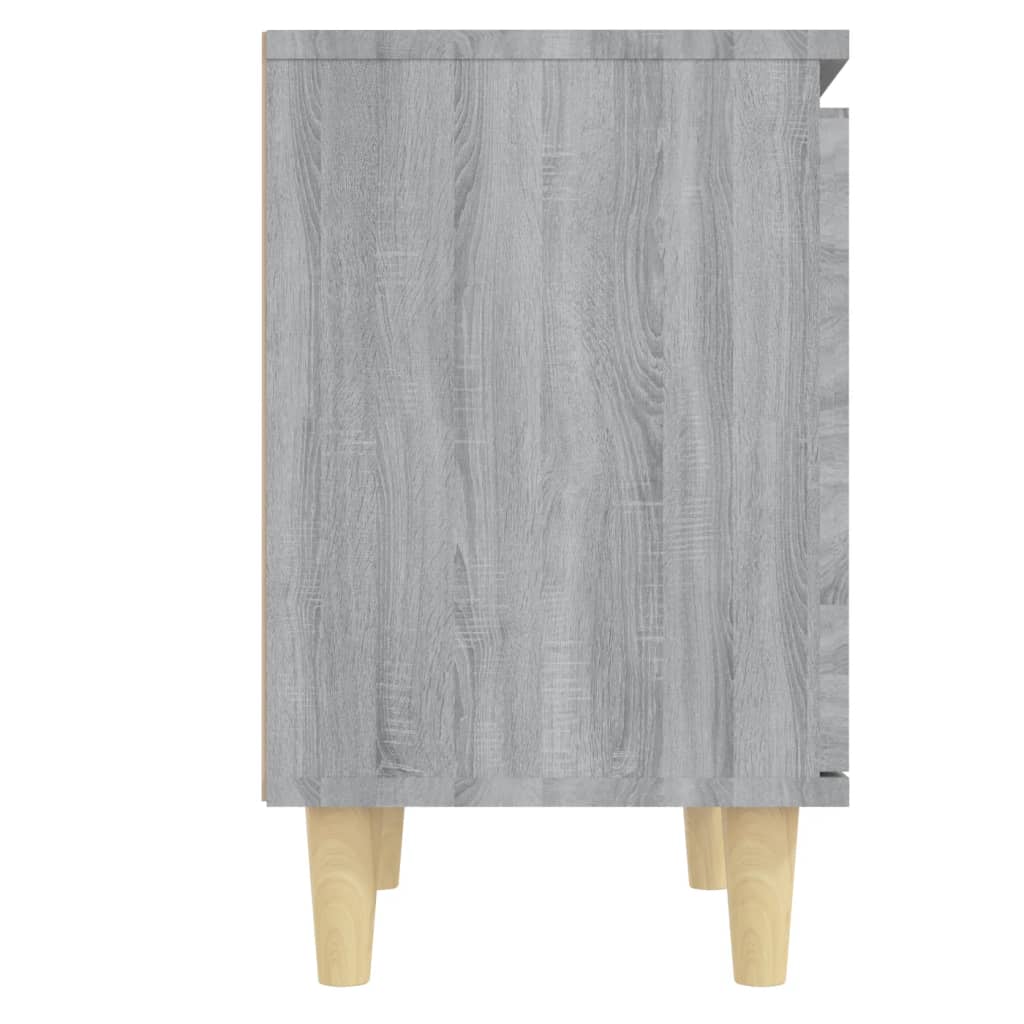 vidaXL sengebord med massive træben 40x30x50 cm grå sonoma-eg