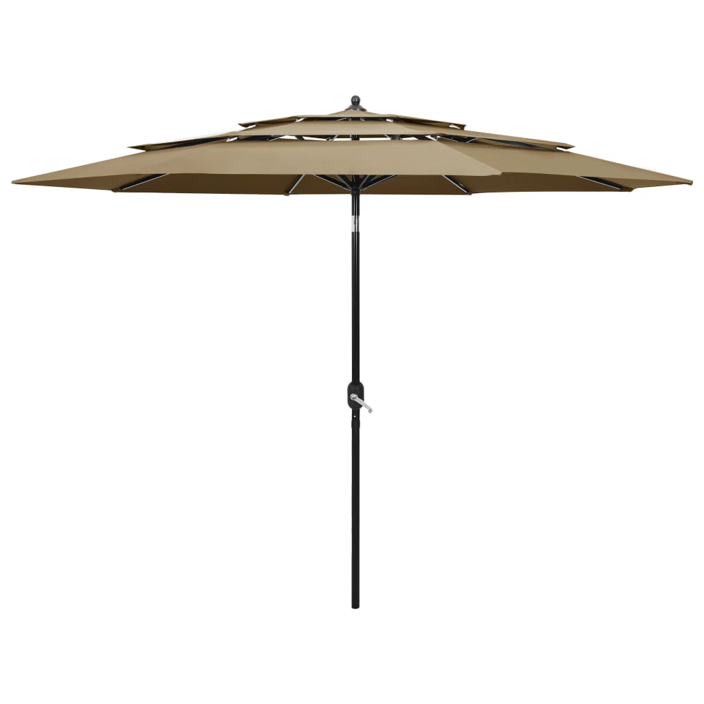 vidaXL parasol med aluminiumsstang i 3 niveauer 3 m gråbrun