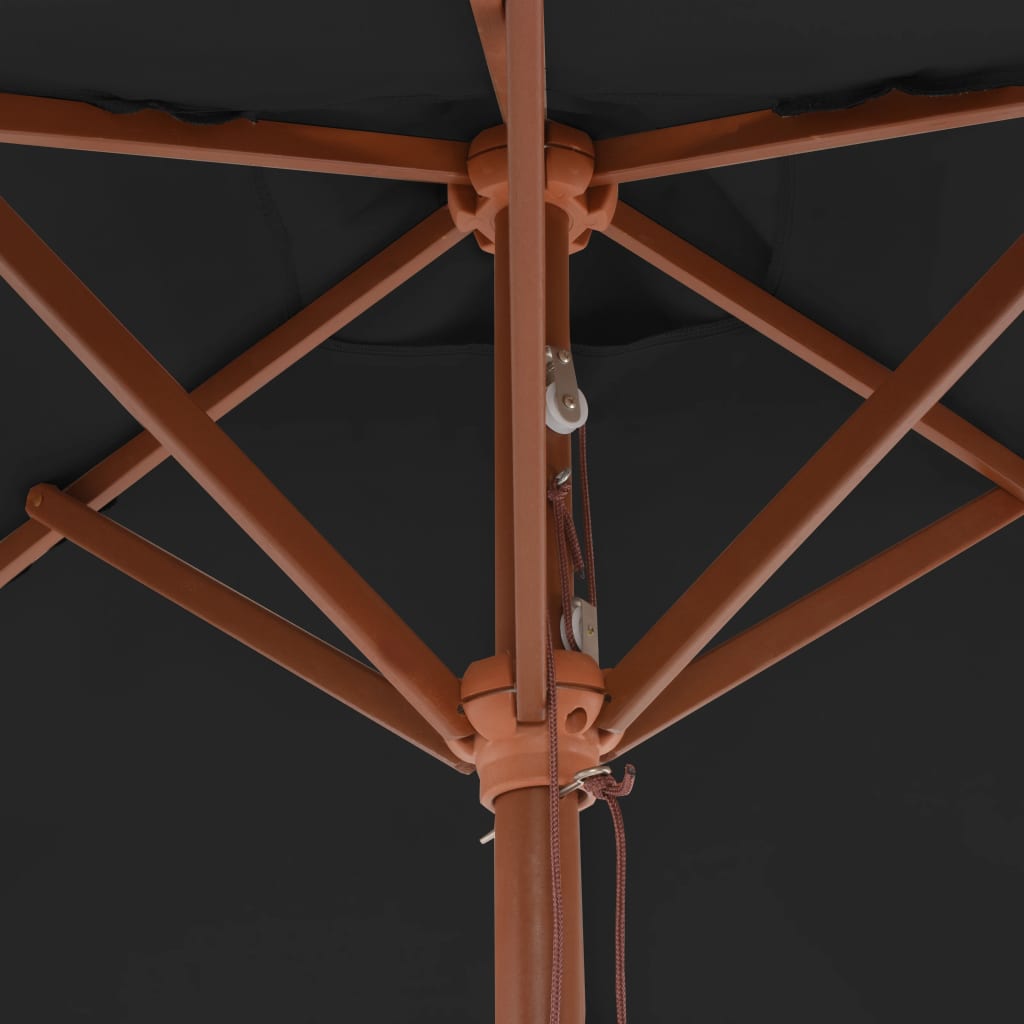 vidaXL parasol med træstang 150x200 cm sort