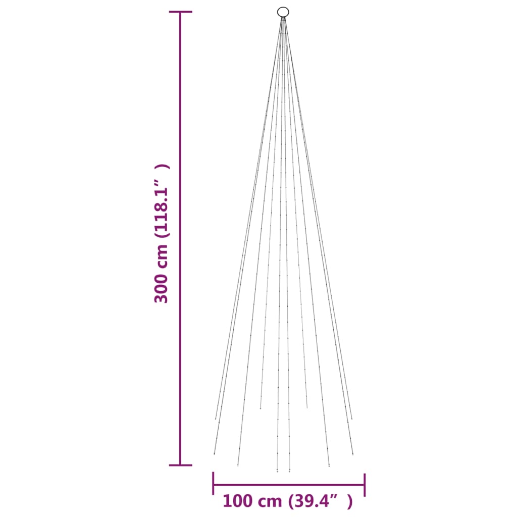 vidaXL juletræ til flagstang 310 LED'er 300 cm koldt hvidt lys