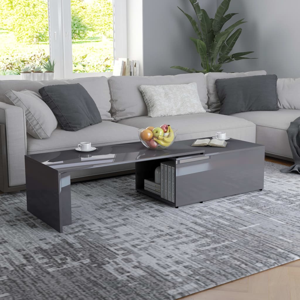 vidaXL sofabord 150x50x35 cm konstrueret træ grå højglans