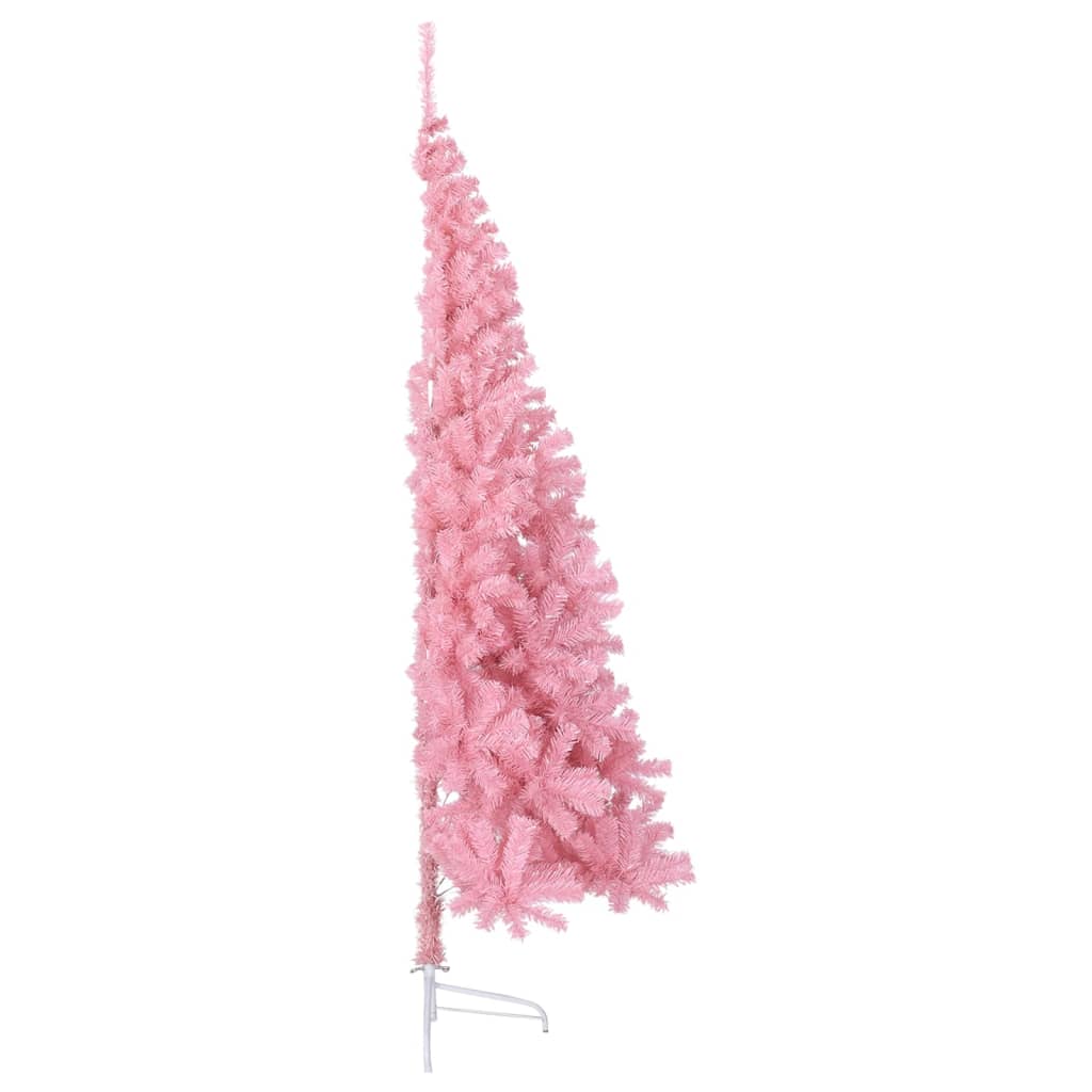 vidaXL kunstigt halvt juletræ med juletræsfod 210 cm PVC pink