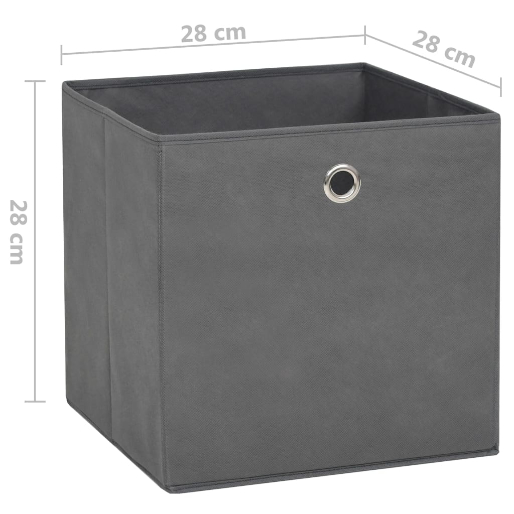 vidaXL opbevaringskasser 4 stk. ikke-vævet stof 28x28x28 cm grå