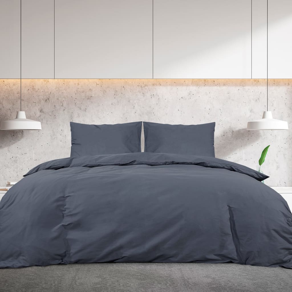 vidaXL sengetøj 200x220 cm bomuld mørkegrå