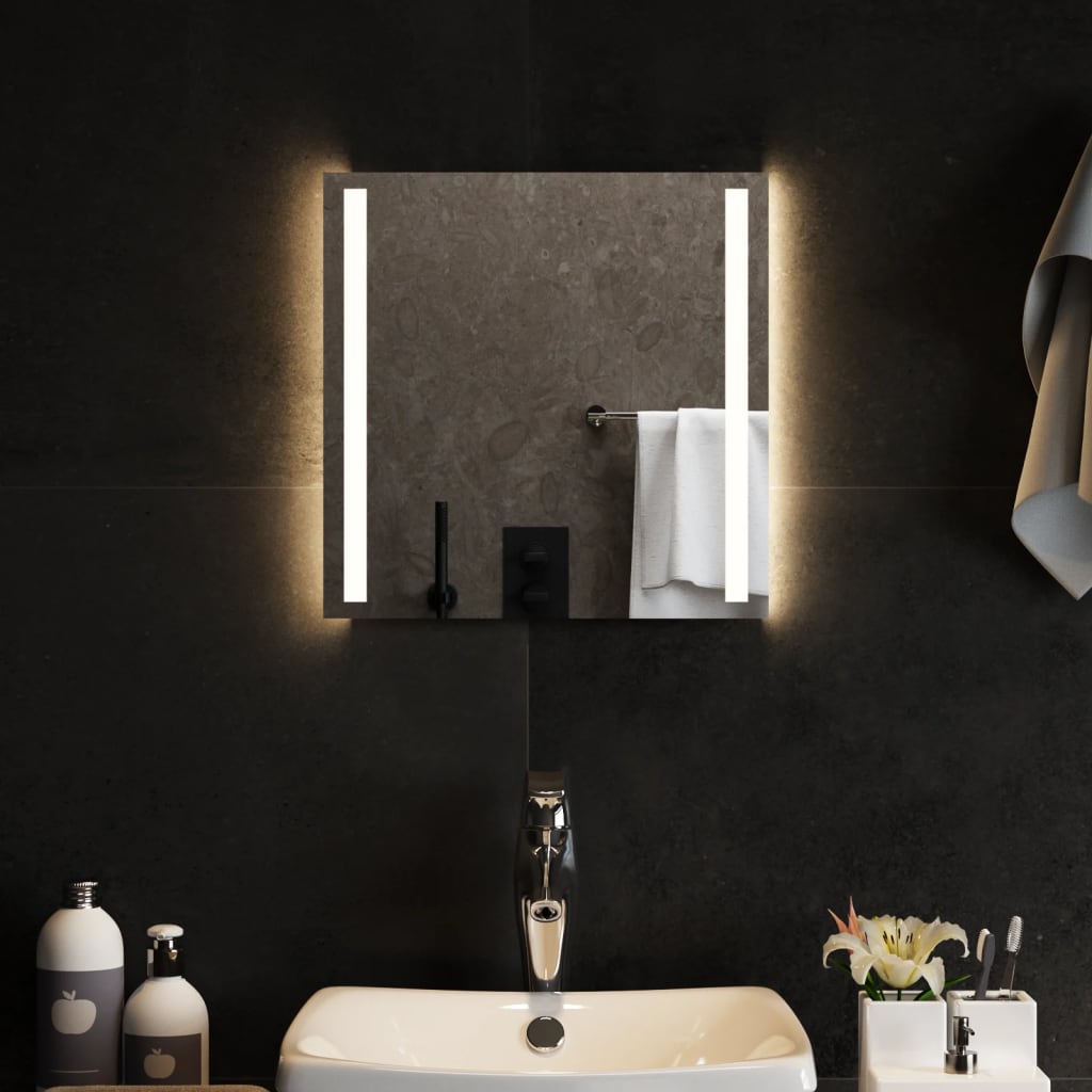 vidaXL badeværelsesspejl med LED-lys 40x40 cm