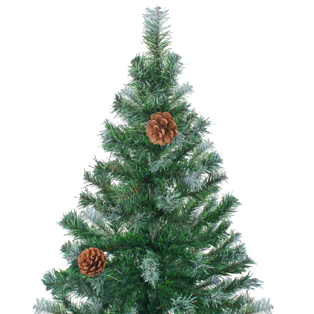 vidaXL kunstigt juletræ med grankogler 210 cm