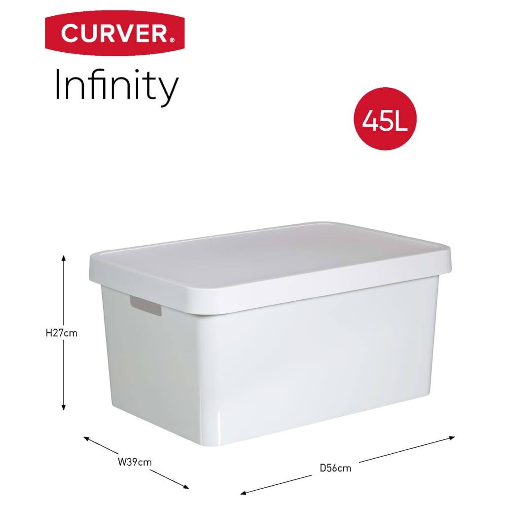 Curver opbevaringskasse med låg Infinity 3 stk. 45 l hvid 240683