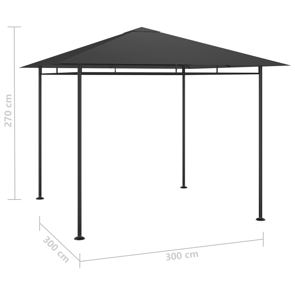 vidaXL pavillon 3x3x2,7 m 180 g/m² antracitgrå